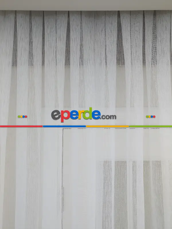 Etek Ucu Damask Dantel Tül Perde & Kruvaze Perde- Ekru