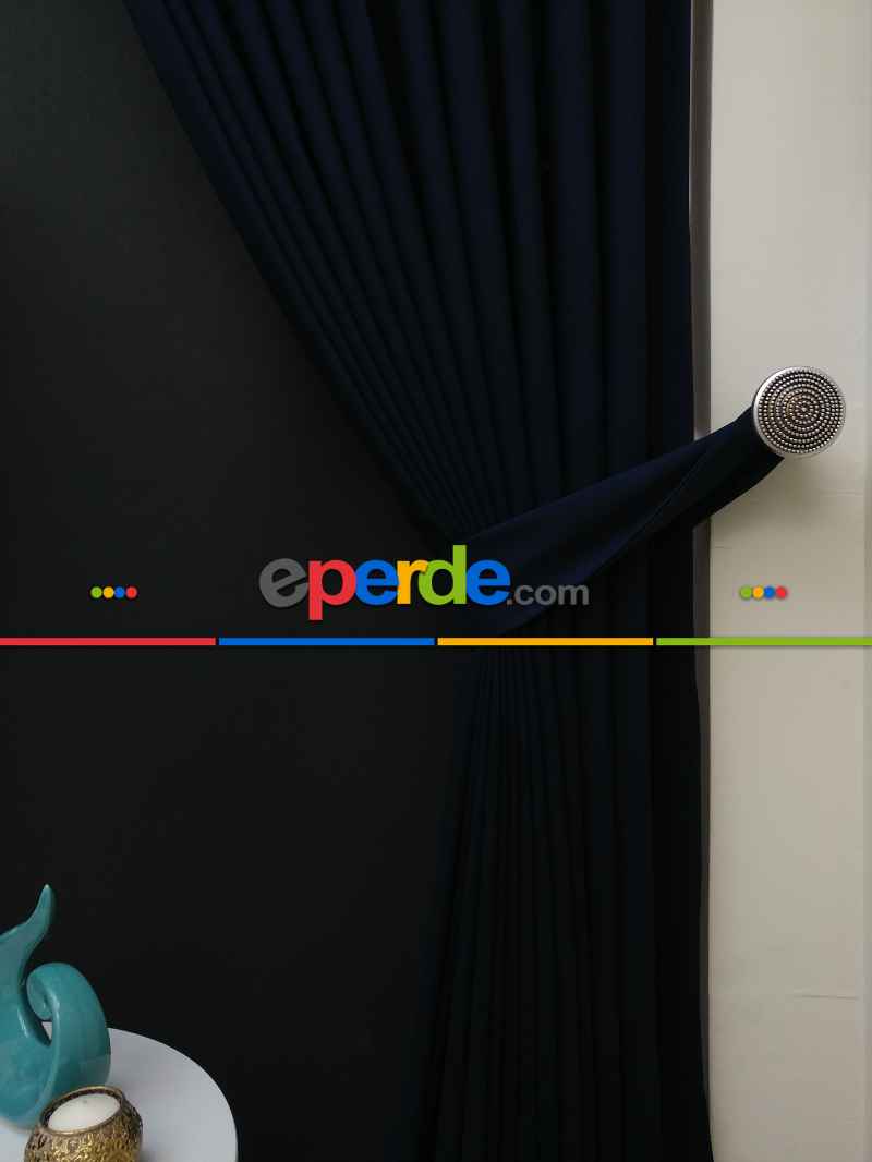 Düz Renk Dökümlü Fon Perde (150)- Lacivert