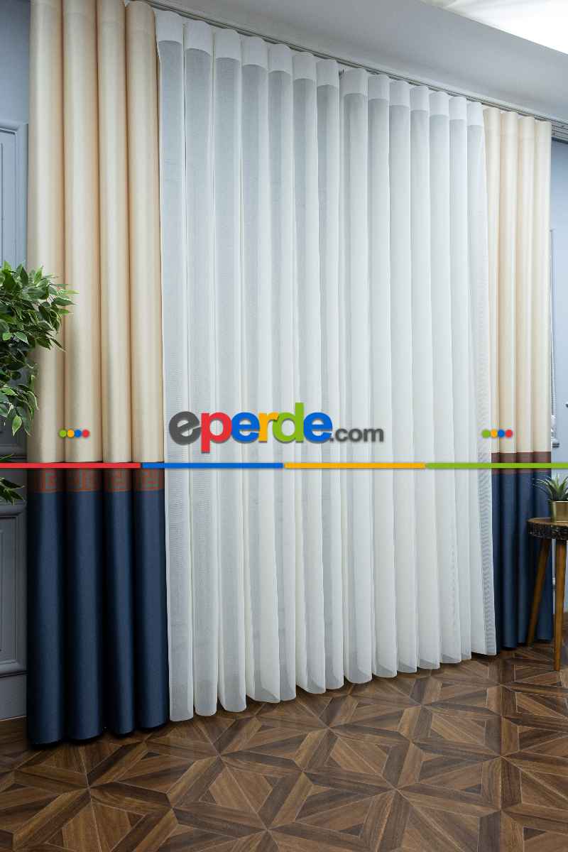 Lens Akıllı Dikey Tül Perde Versace-41- Çok Renkli 3