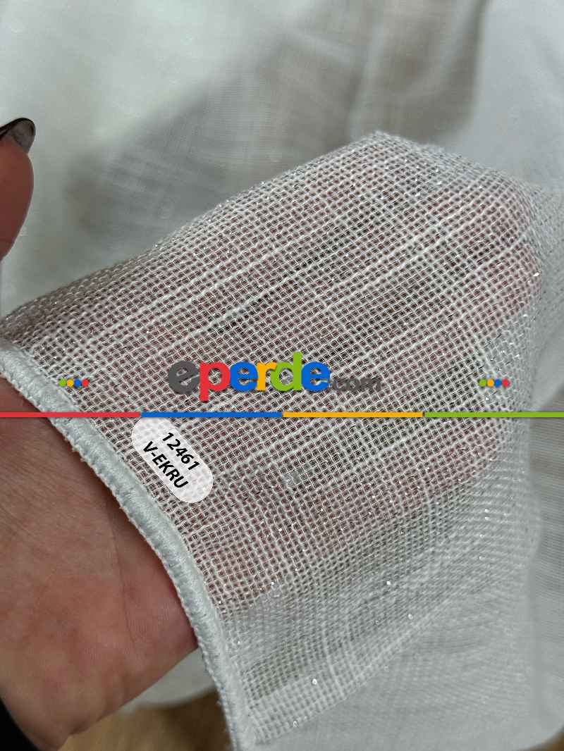 Simli Özel İplik Doğal Doku Düz Tül Perde - Özel Dokuma Ağır Gramajlı Premium