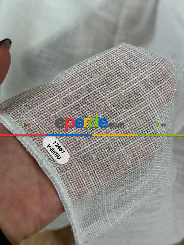 Simli Özel İplik Doğal Doku Düz Tül Perde - Özel Dokuma Ağır Gramajlı Premium