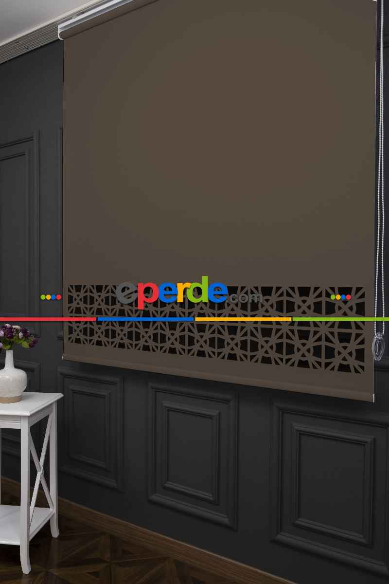 Kahverengi Lazer Kesim Mat Stor Perde (ister Düz - İster Lazer Kesimli Satın Alın)