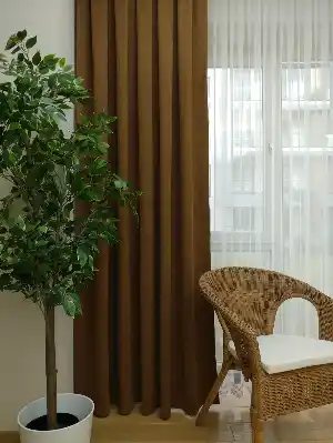 Sütlü Kahve Düz Fon Perde 180cm En- Sütlü Kahve