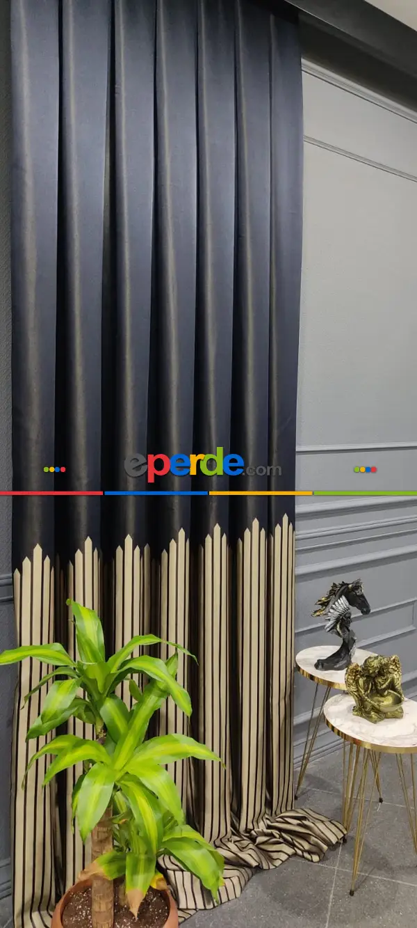 Salon Fon Perde - Lacivert Gold Dokuma Fon Perde, Adet Fiyatıdır, İstediğiniz Boy Ölçüsünde Dikilir, Eni 50 İla 100cm Arası Seçenekler, Sık Piledir 50cm X 1cm 