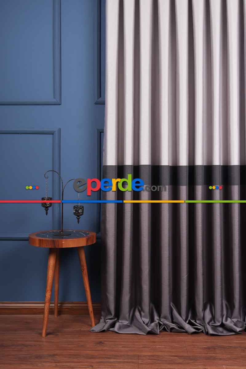 Salon Fon Perde - Gümüş - Füme Pano Fon Perde