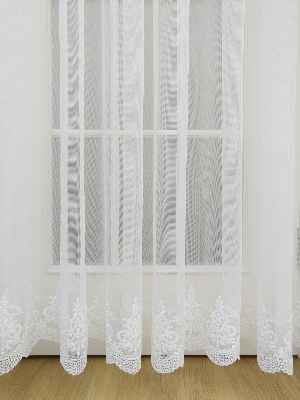 Etek Ucu Nakışlı Brillant Arne Tül Perde - %40 Extra İndirimli- Ekru