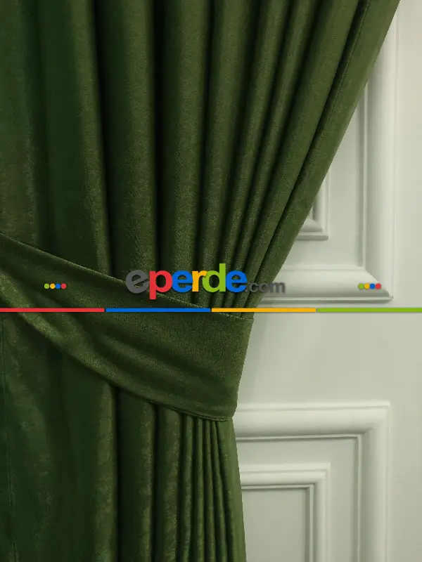 Salon - Soft Fon Perde Çimen Yeşili Dökümlü - Yeşil Koyu Yeşil