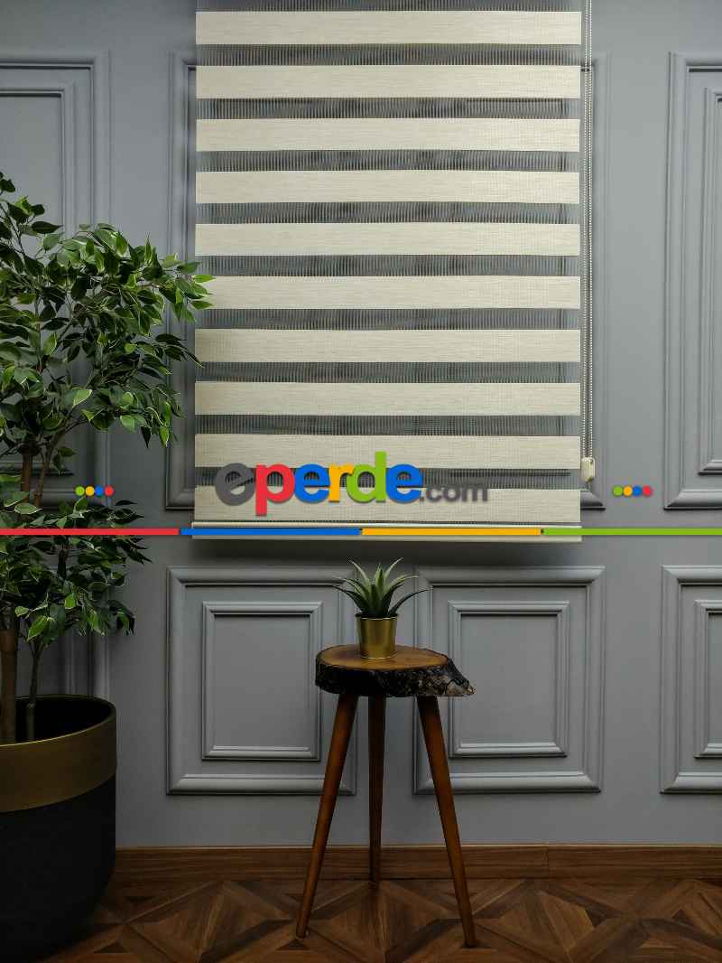 2025 Sezonu - Zebra Perde - Bambu Zebra Perde- Bej-krem Açık