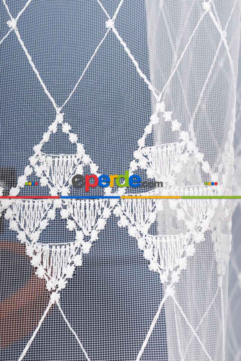 Salon Tül Modelleri - Brode İşlemeli Tül Perde Özel Seri 1117