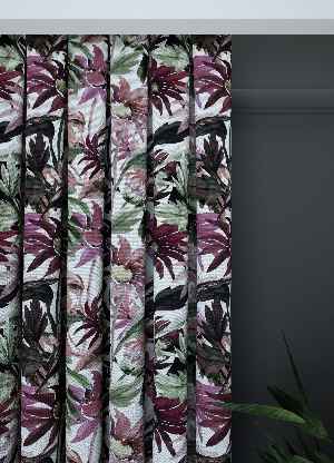 Dökümlü Kumaştan Geniş En Yeşil Mürdüm Çiçek Desen Perde 1. Kalite