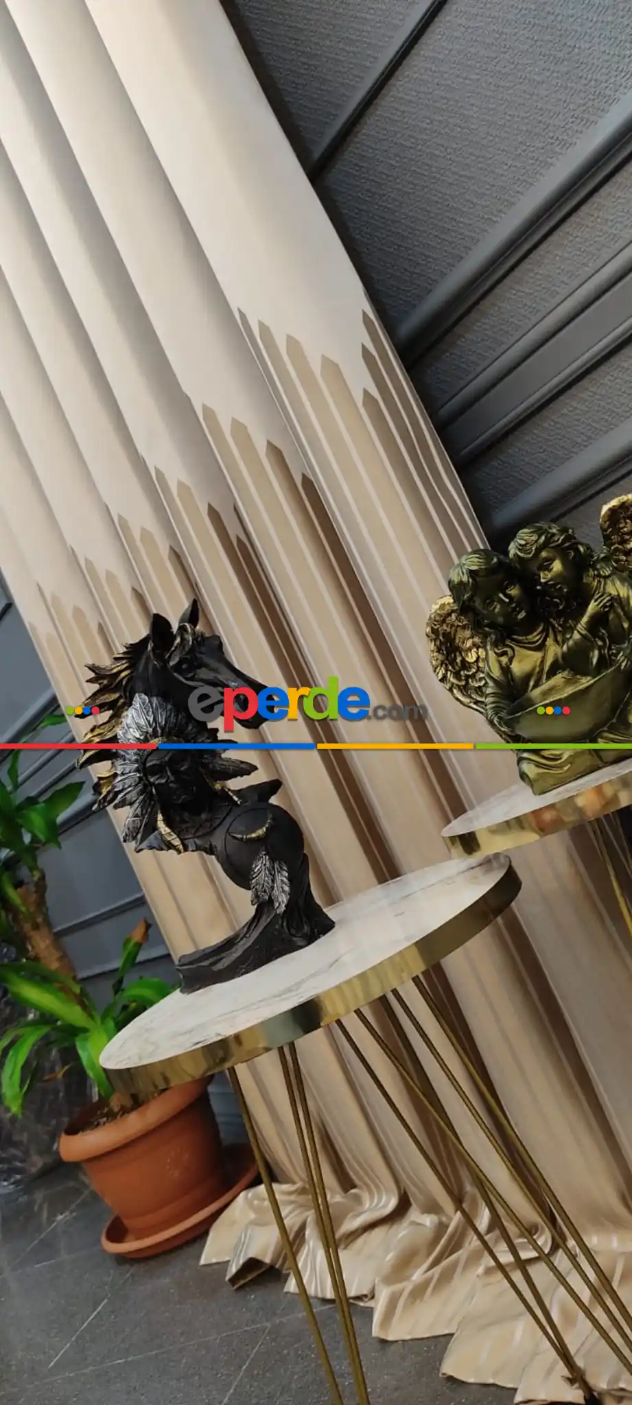 Salon Fon Perde - Modern Dokuma Fon Perde - İstediğiniz Boy Ölçüsünde Dikilir - Adet Fiyatıdır - 100cm Sık Pile Eninde 50cm X 1cm 