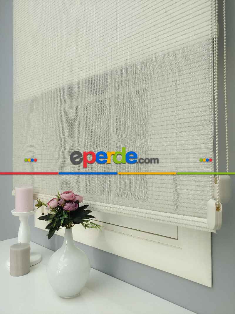 Çiftli Sistem Naturel Hasır Keten Tül Stor- Bej