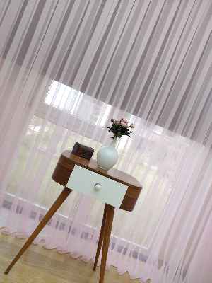 Toz Pembe Ekru Degrade Geçişli Düz Tül Perde- Pembe-pembe Açık-ekru - Kurşunlu Tül