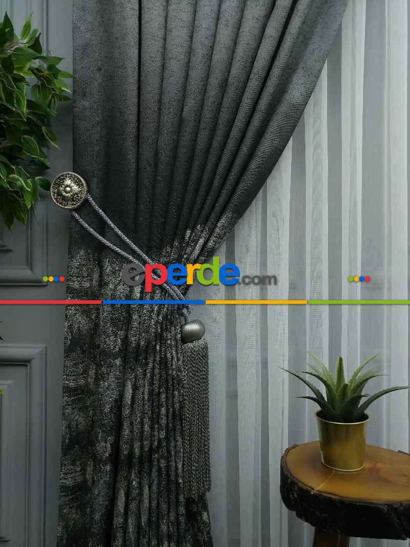 Gri Jakar Fon Perde (180)- Gri