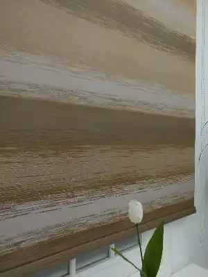 Kahve Renk Geçişli Çizgili Stor Perde- Kahve