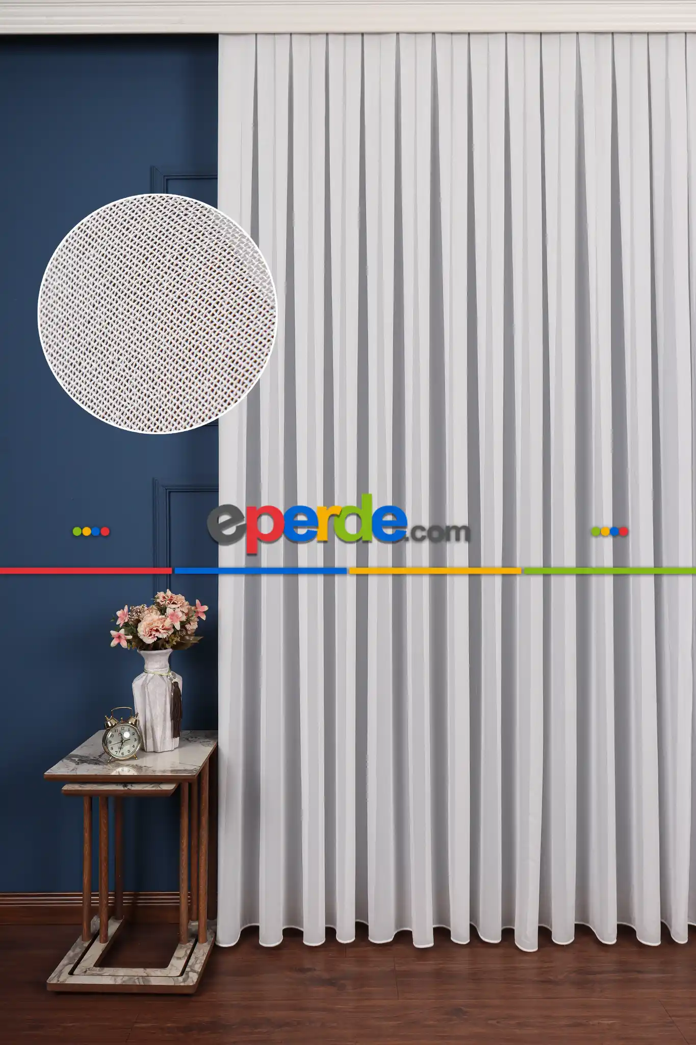 İpek Krep Beyaz Düz Tül Perde