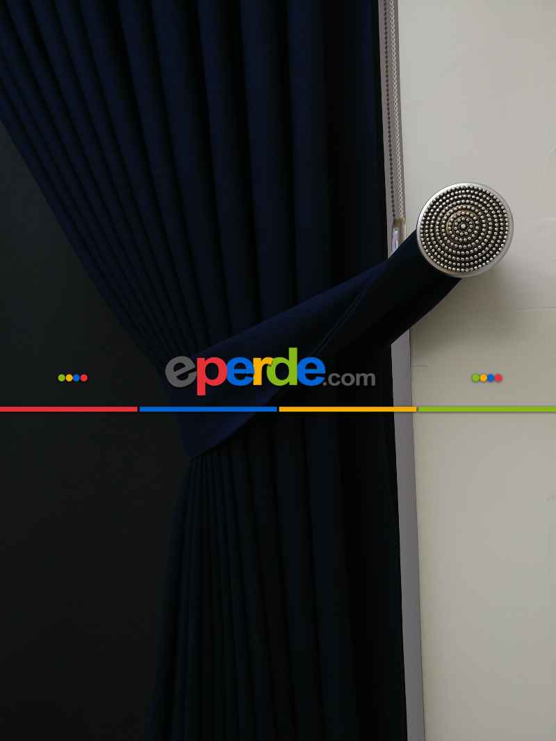 Düz Renk Dökümlü Fon Perde (150)- Lacivert