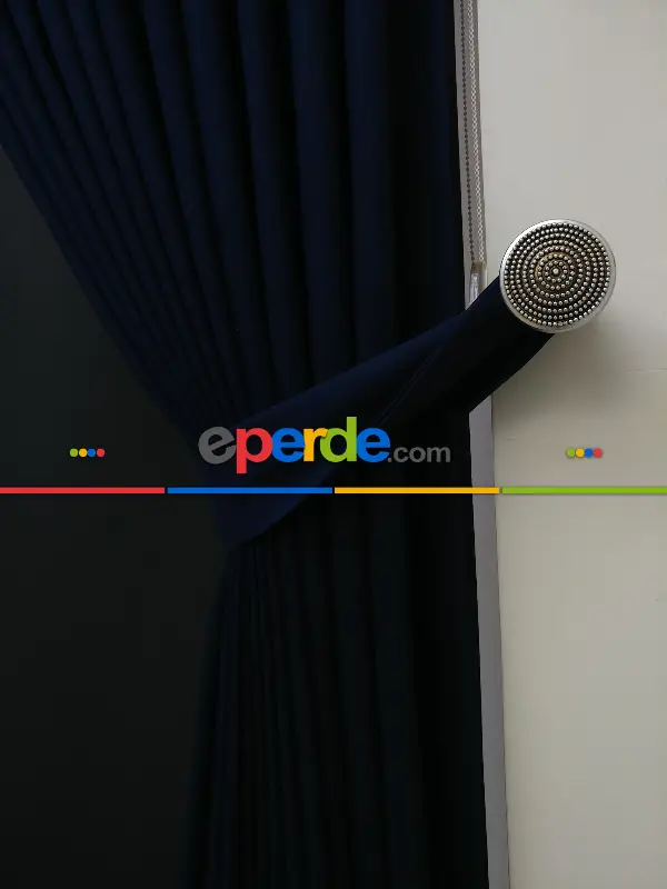 Düz Renk Dökümlü Fon Perde (150)- Lacivert