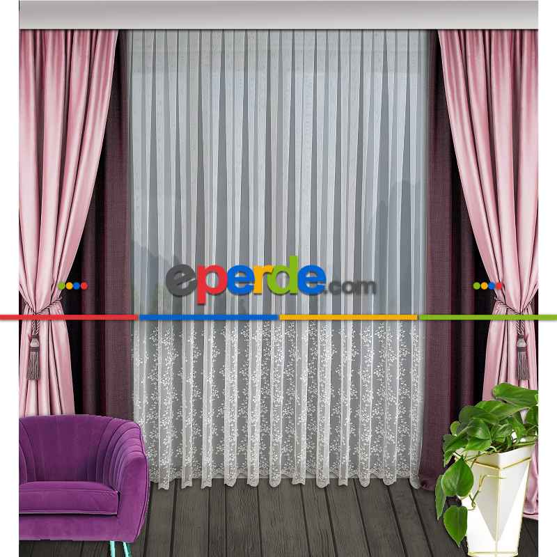 Salon Tül - Etek İşlemeli Grek Tül