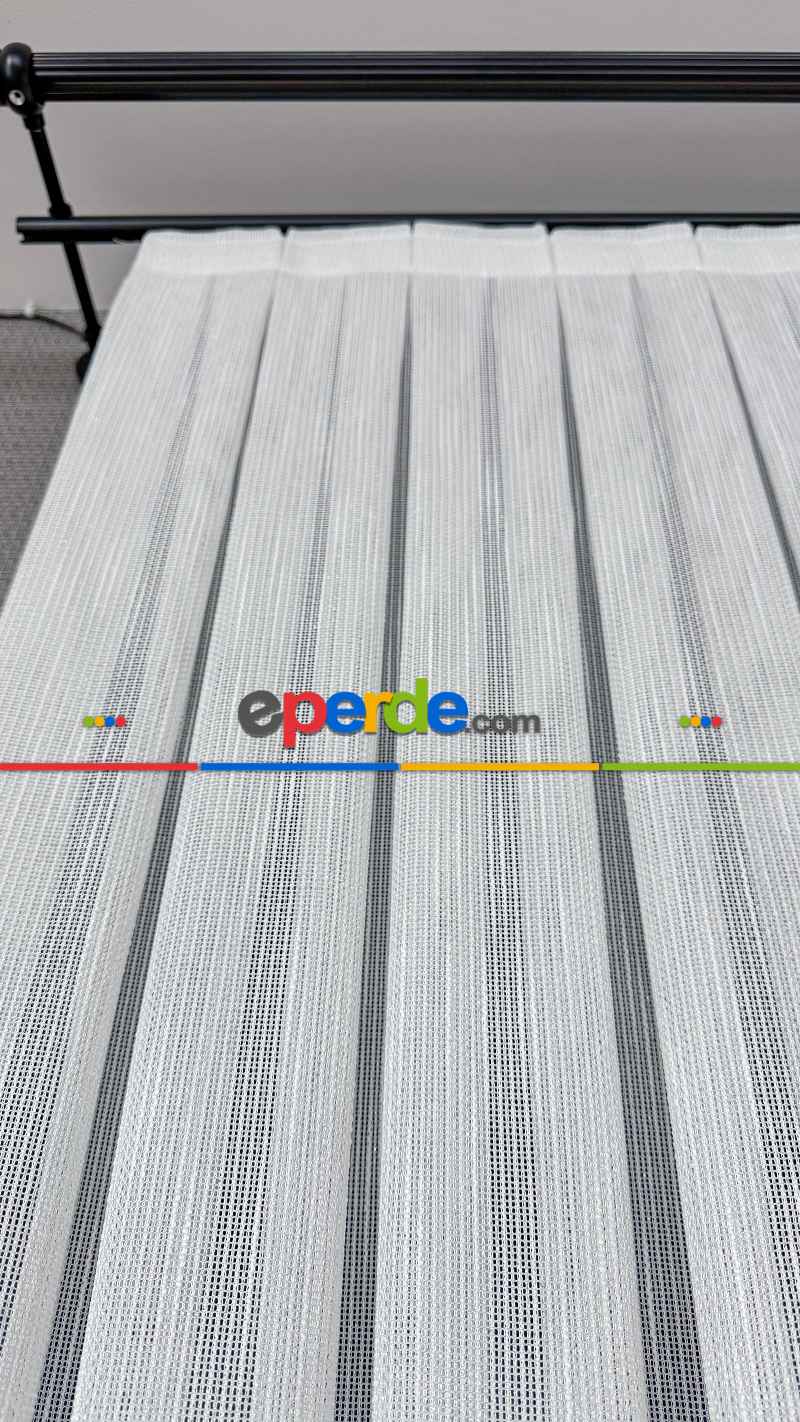 Mutfak Beyaz Keten Gümüş Simli Tül Perde - Ağır Gramajlı Premium