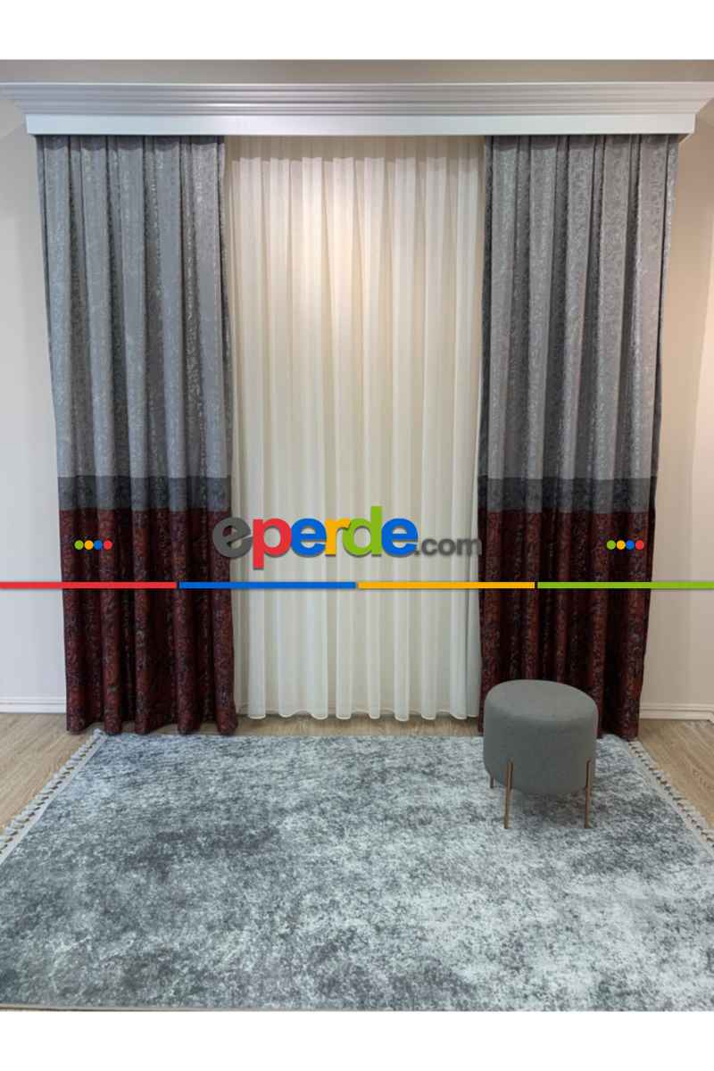 Fon Perde Brillant Flrorus Tasarım Model Renk Yeni Siya Gri Antrasit Fon Perde