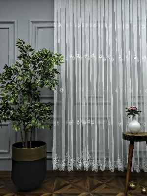 Grek Brode Desenli Brode Tül Perde (yeni Sezon)- Ekru