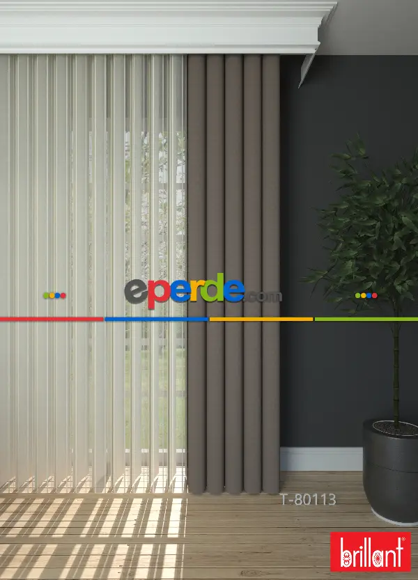 Brillant Akıllı Tül Perde Bronz Kahverengi Renkli Tül Dikey Zebra Perde Düz 1. Kalite