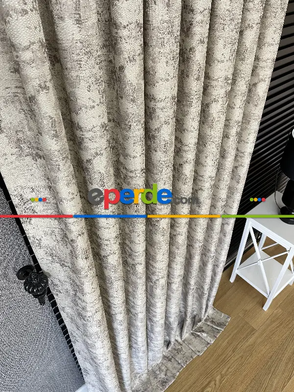 Kahve Bej Rengi Düz Jakar Fon Perde