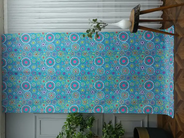 Mutfak Fon Perde Baskılı K621 E- Mavi