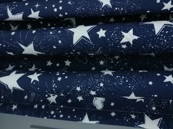 Lacivert Yıldız Desenli Fon Perde Evm639 Kumaşı Kalındır Duck Bezi Değildir- Lacivert-Beyaz