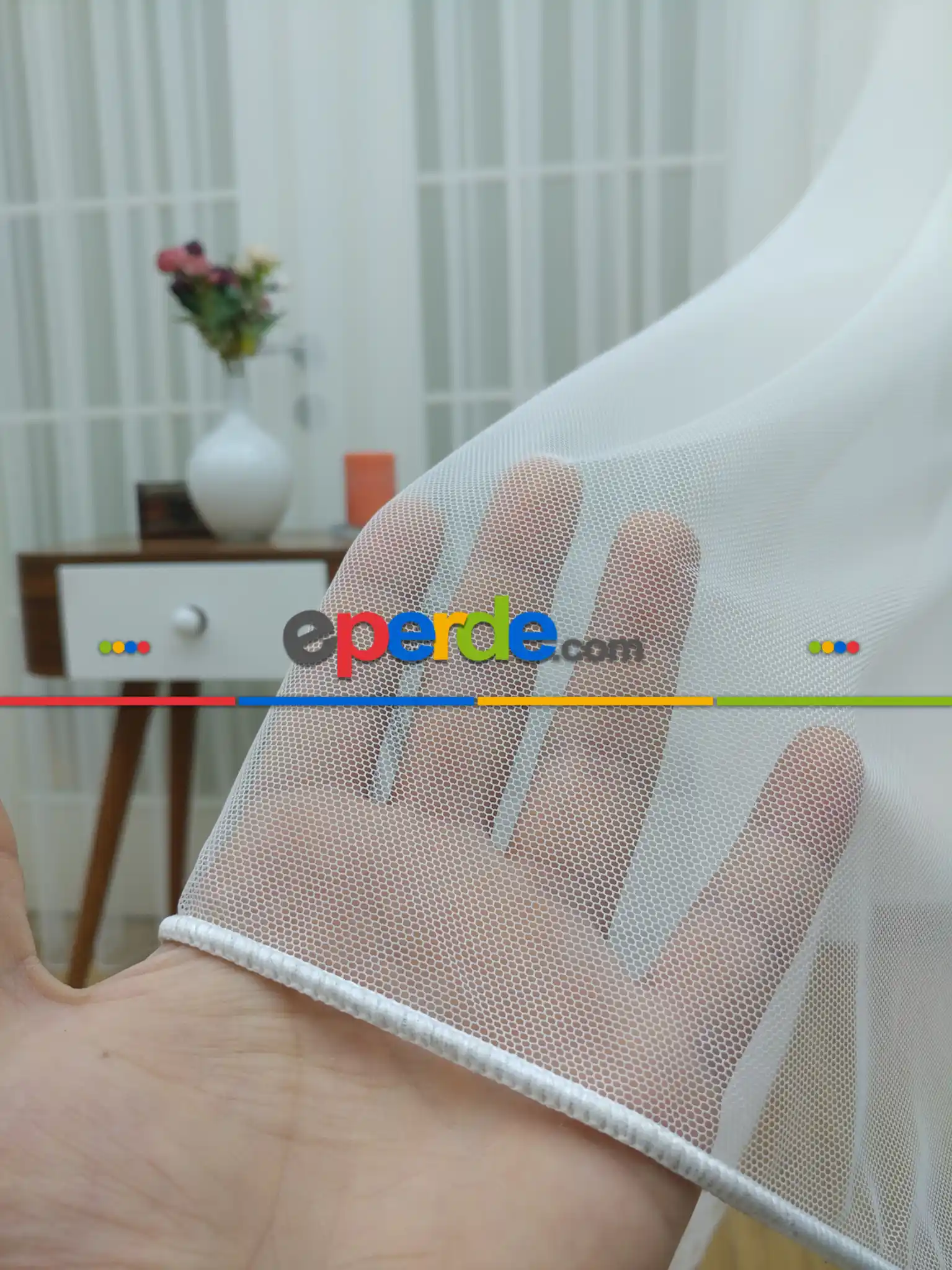 Bebek Odası Tül Perde - Grek Tül Perde - Petek Zemin (dökümlü) Ekru Renk Kırık Beyaz- Ekru