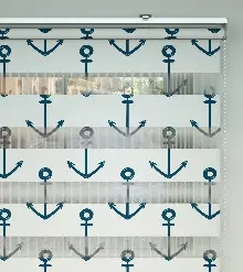 Çapa Desen Baskılı Zebra Perde- Yeşil-mavi