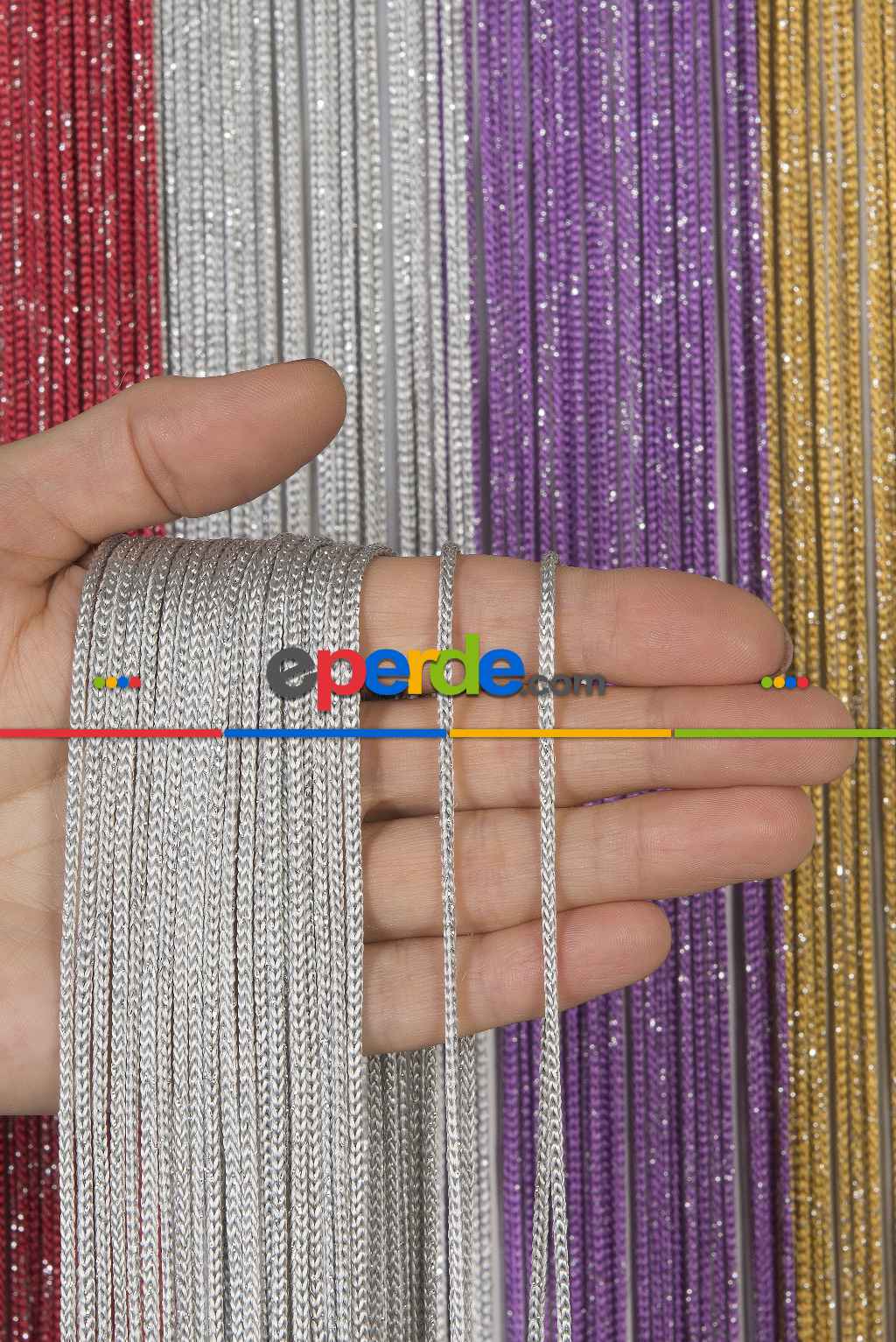 Kalın Zincir Serisi İp Perde Gri Gümüş- Gri-füme-antrasit-gümüş Simli