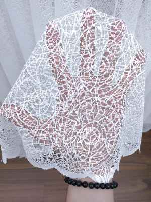 Örme Örümcek Ağı Desenli Tül Perde Ekru