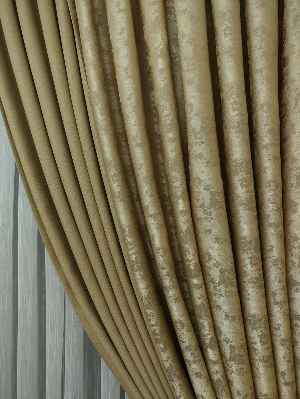 Patine Desenli Açık Kahve Renk Kombinli Desenli Fon Perde- Kahve Açık