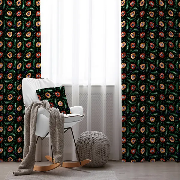 Çiçekli Fon Perde Evim2033-3 Kumaşı Kalındır Duck Bezi Değildir