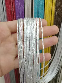 Mutfak İp Perde - Beyaz Rengi İp Perde Kalın Zincir Simli Serisi- Beyaz-gümüş