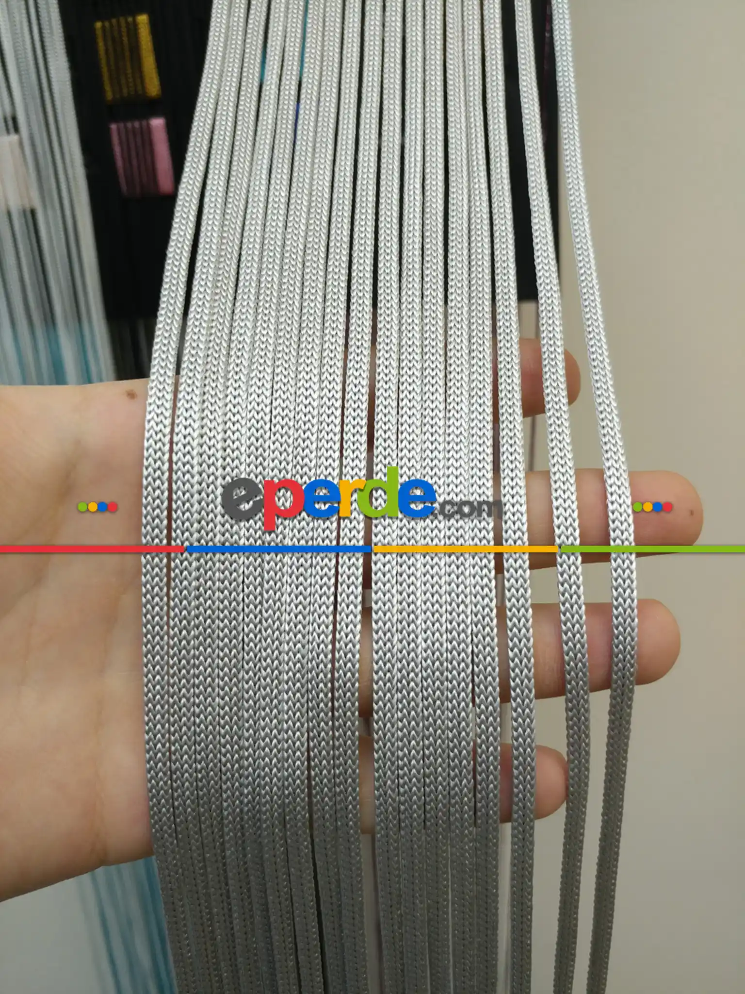 #üreticifirma İp Perde - Gri Renk Jumbo Zincir Serisi İp Perde- Gri