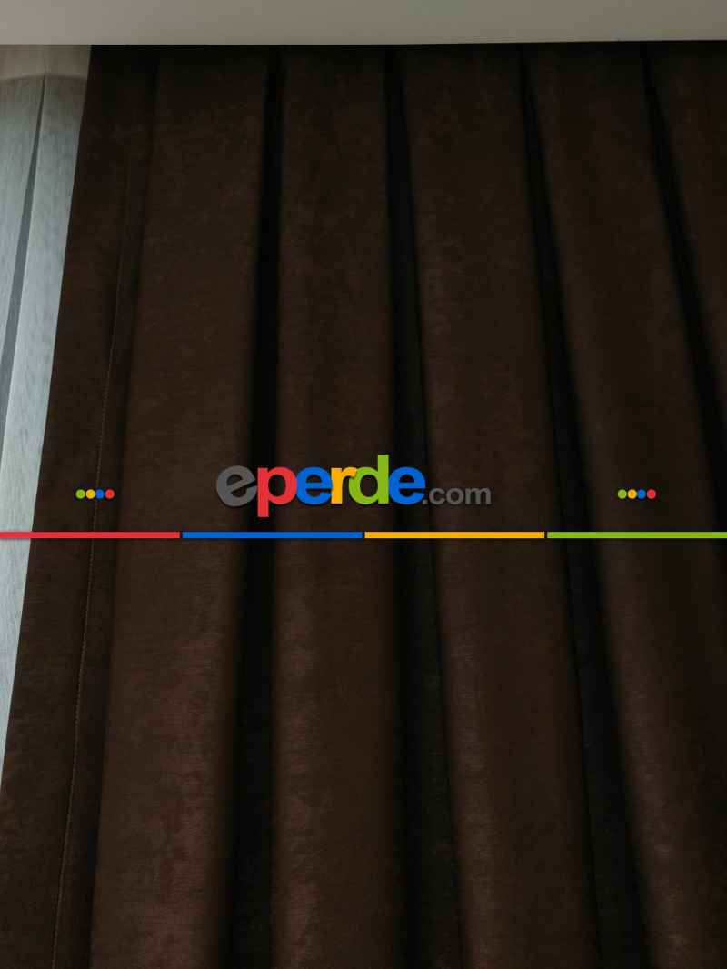 Soft Koyu Kahve Fon Perde Geniş En (285)- Kahve