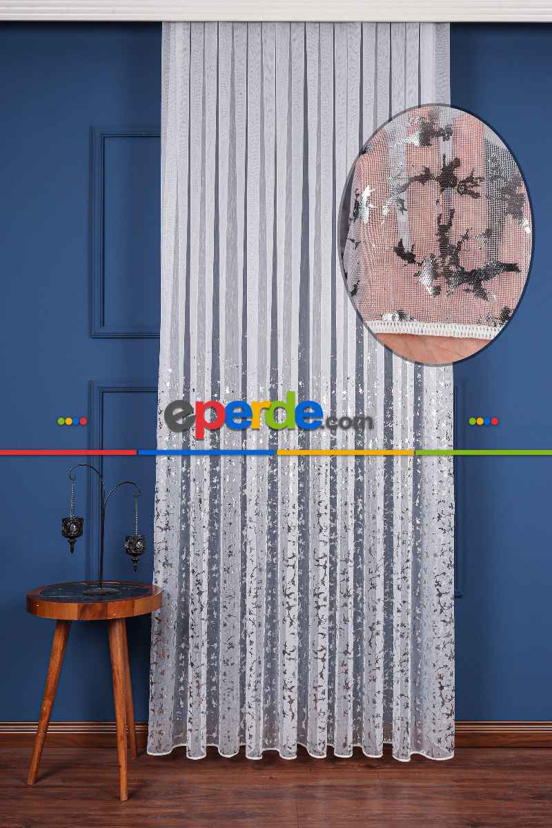 Salon - Siyah Yüksek Kalite Armür Dokuma Ttm Zemin Kaplamalı Tül Perde