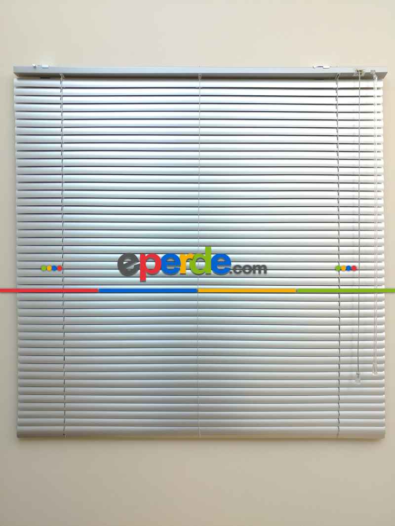 Mutfak Simli Gri - Alüminyum Jaluzi Perde - 25mm Kalınlığında- Gri Simli