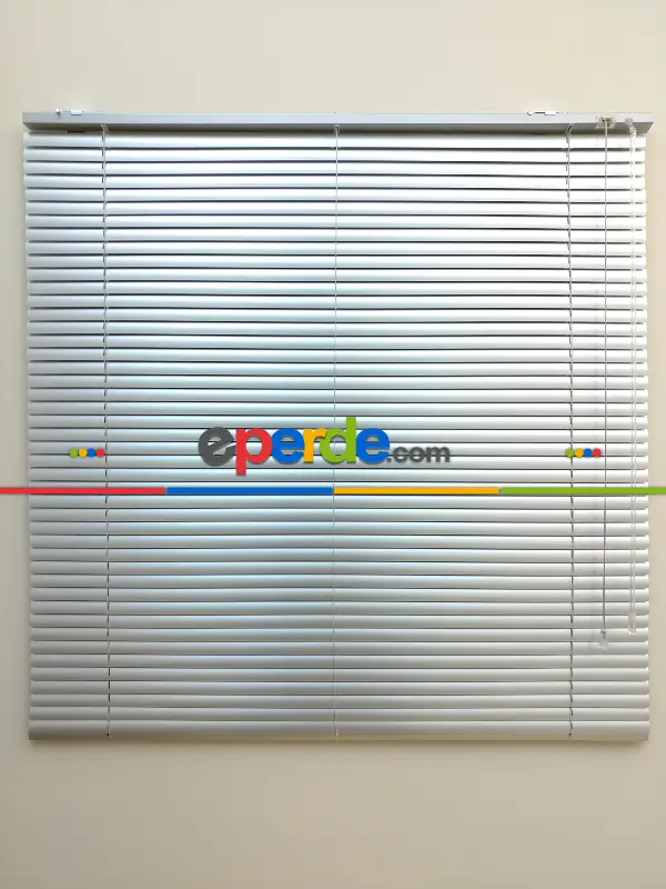 Simli Gri - Alüminyum Jaluzi Perde - 25mm Kalınlığında- Gri Simli