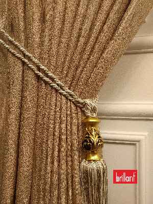 Salon Brillant Jakar Fon Camel Renk Düz Fon Perde - Camel