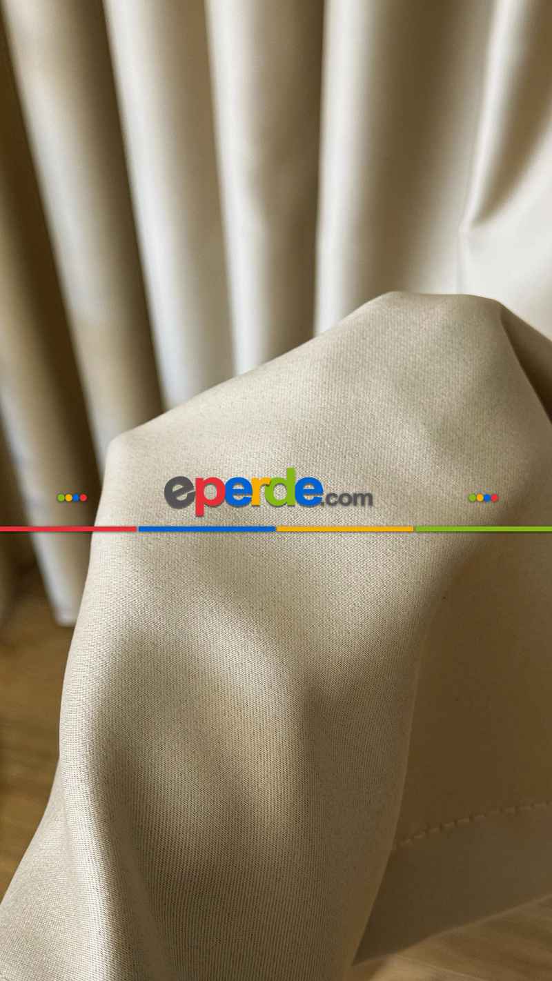 Bej Krem Blackout - Karartma Fon Perde, Premium Kalite Serisidir, %75 Oranında Işığı Keser