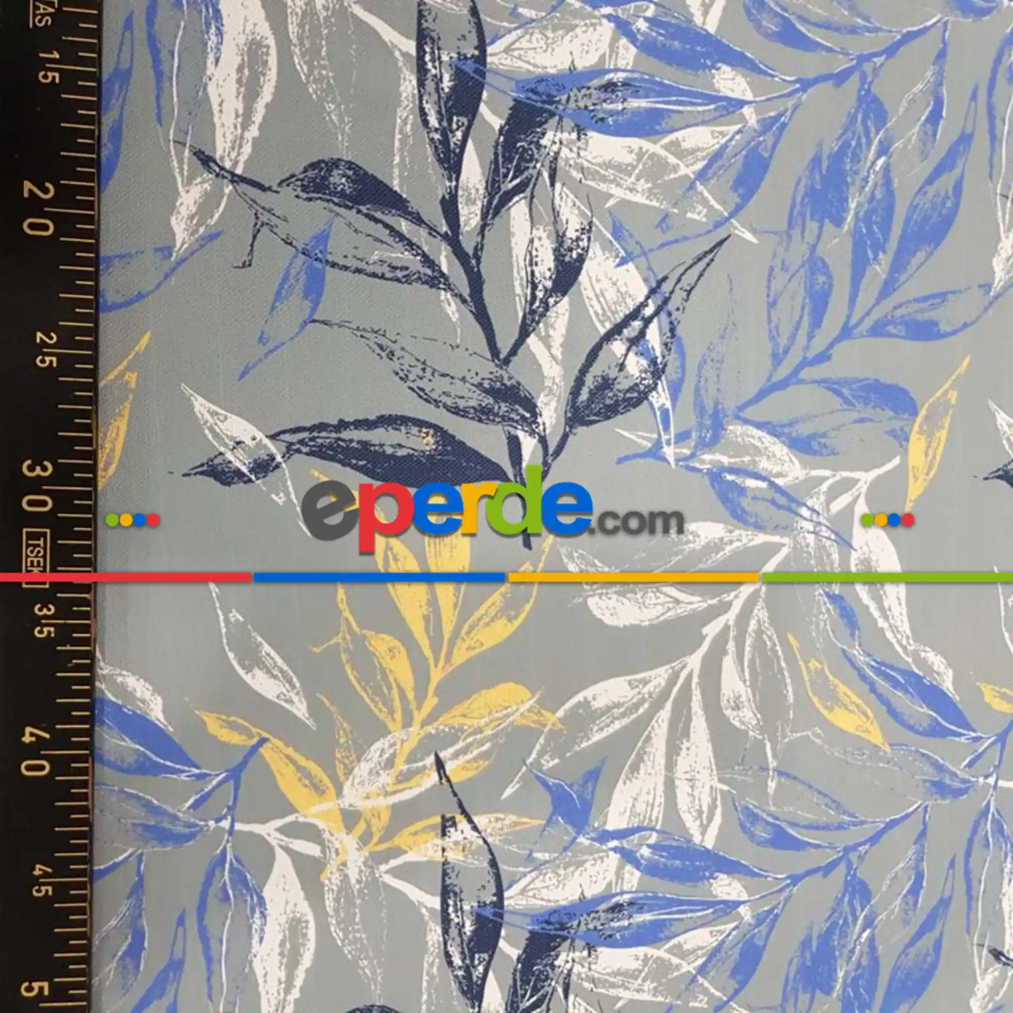 Salon - Yaprak Desenli Fon Perde Evm1518 Kumaşı Kalındır Duck Bezi Değildir-  Çok Renkli 2