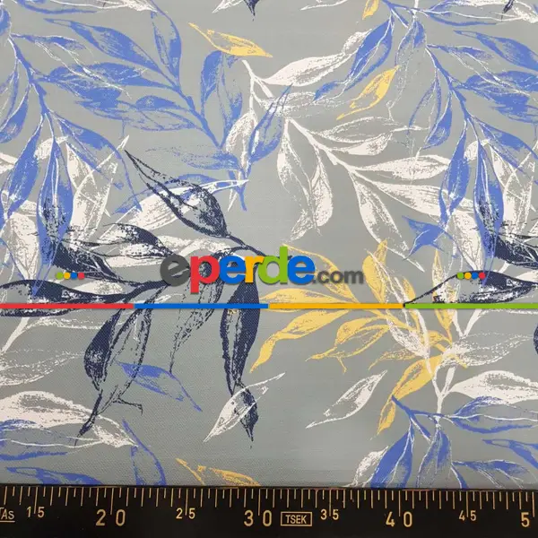 Yatak Odası - Yaprak Desenli Fon Perde Evm1518 Kumaşı Kalındır Duck Bezi Değildir-  Çok Renkli 2