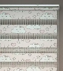 Bulut Desenli Baskılı Zebra Perde- Çok Renkli