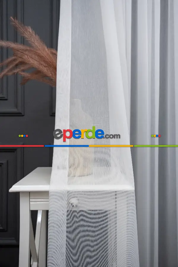 Salon Tül Modelleri - Lüx Ttm Bambu Tül Dökümlü Tül Ekru