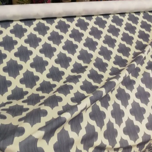 Geometrik Desenli Fon Perde Evm366 _g - Kumaşı Kalındır Duck Bezi Değildir.- Gri-füme-antrasit-beyaz
