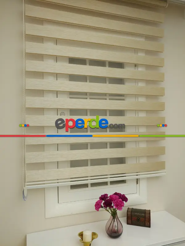 Sütlü Kahve Düz Bambu Zebra Perde- Sütlü Kahve